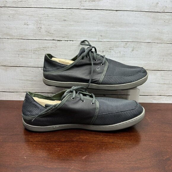 OluKai Men's Nohea Lace Mesh Boat Shoes Casual Beach Travel Size 13 46 Gray EUC - Picture 3 of 8